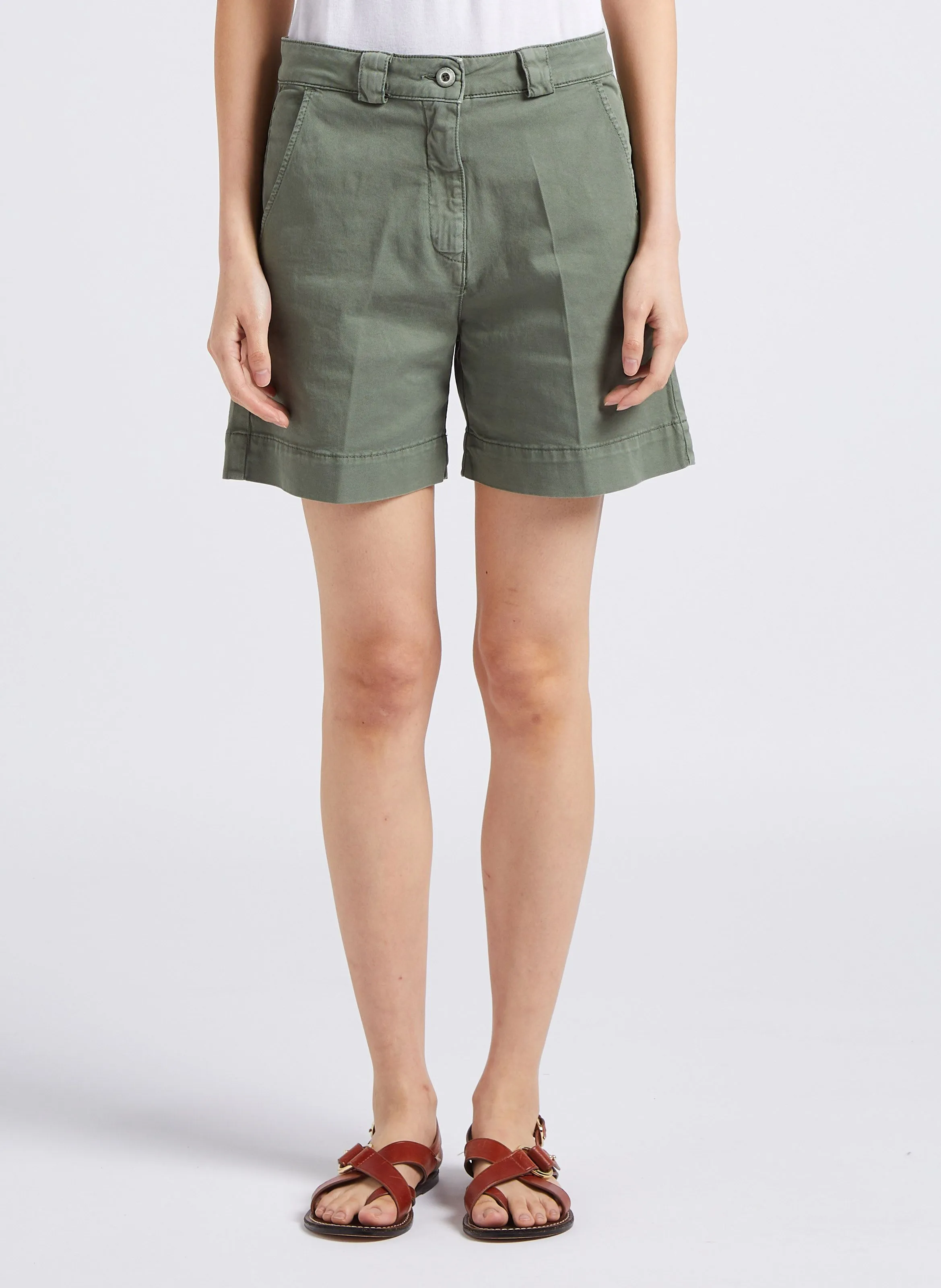 ACQUAVERDE VERMONT - Short ancho de mezcla de algodón en verde
