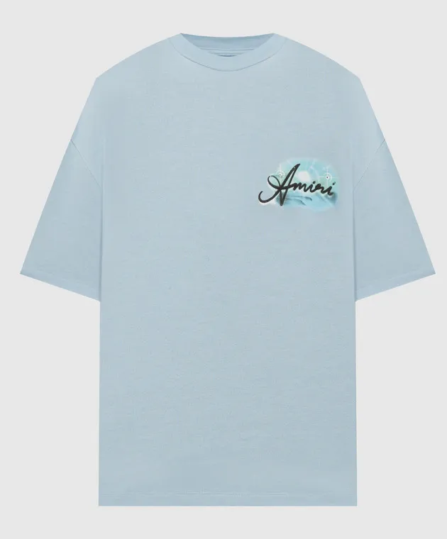 AMIRI Blue Paradise t-shirt with graffiti print and crystals