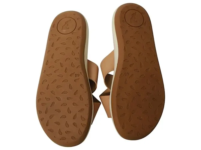Ancient Greek Sandals Ancient Greek Thais Comfort Slip-On Sandalias en cuero marrón Castaño 