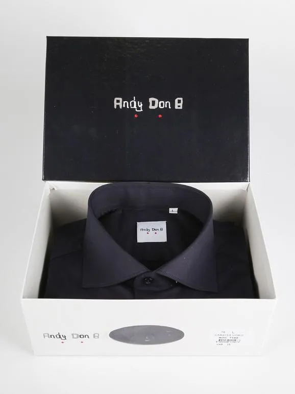 Andy Don B Camisa de vestir de algodón  azul oscuro