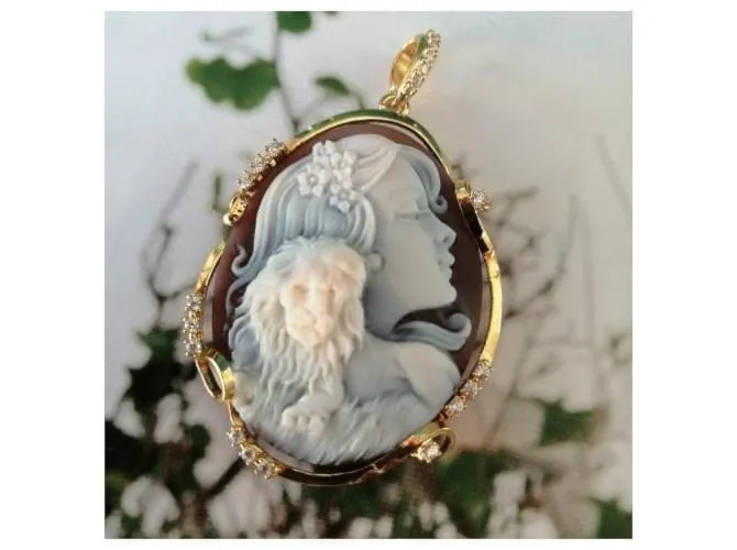 Autre Marque Cameo original León y Mujer Castaño Blanco 