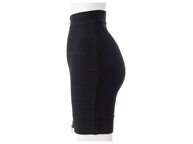 Autre Marque Diseñador Contemporáneo 6 Falda Bondage escalonada con detalle de cremallera Negro 