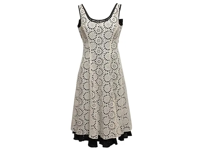 Autre Marque Vestido sin mangas Trelise Cooper blanco y negro con ojales Talla EE. UU. 12 