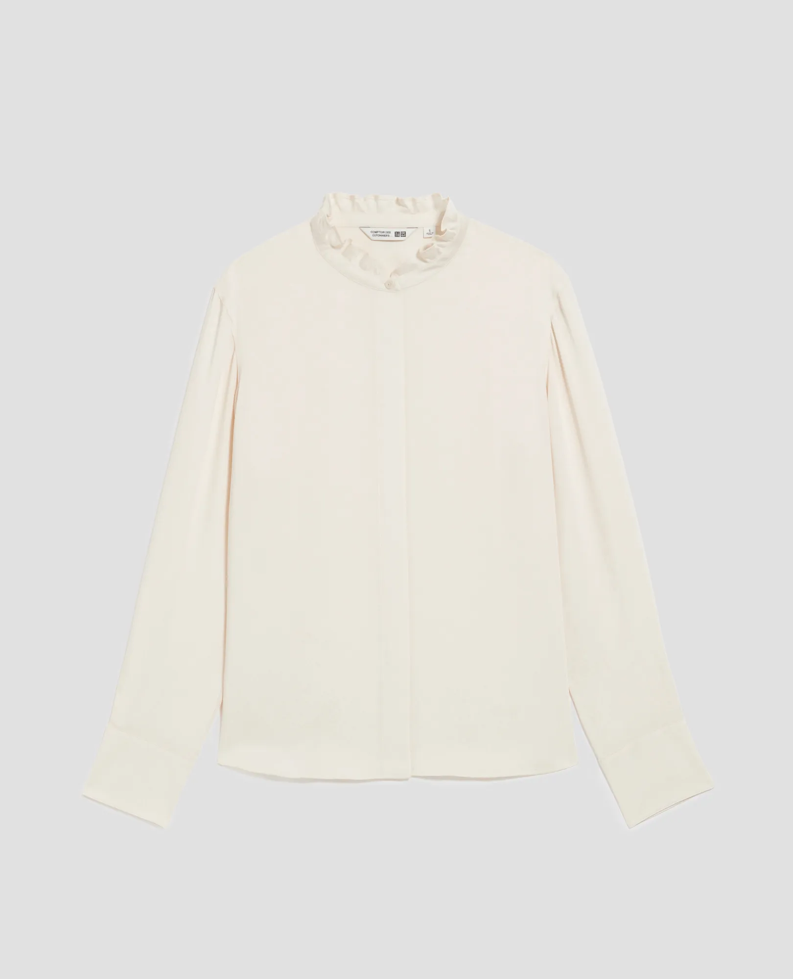 Camisa fluida con volantes natural