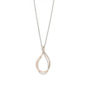 Colgantes bicolor de plata con circonita y curl baado en oro rosa
