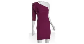 Diane Von Furstenberg DvF vestido Cobb de seda con un hombro Fucsia 