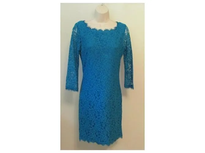 Diane Von Furstenberg Vestido de encaje DvF Zarita azul claro / turquesa 