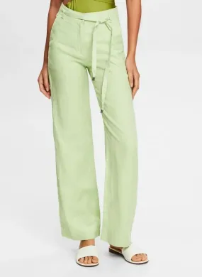 ESPRIT Pantalón ancho de lino en verde