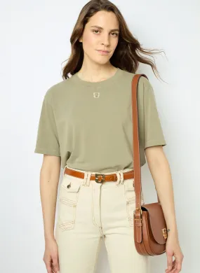 GERARD DAREL AZEMIA - Camiseta recta de algodón con cuello redondo en verde