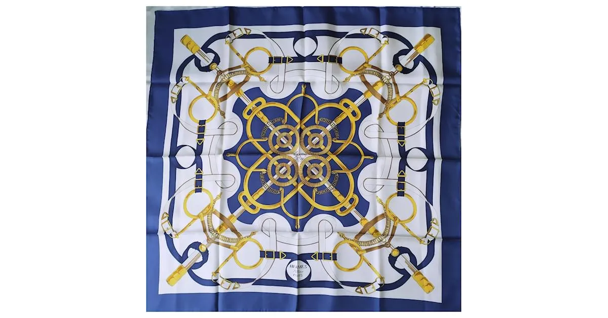 Hermès Pañuelos de seda Azul marino 
