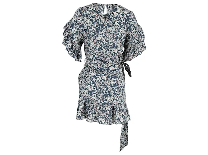 Isabel Marant Etoile Minivestido con volantes en algodón azul marino 