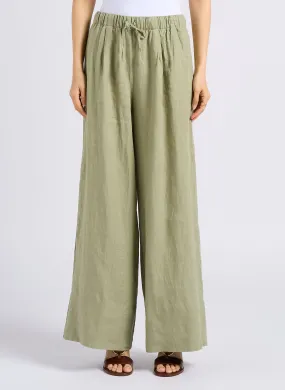 MAISON 123 PRINCE - Short ancho de lino en verde