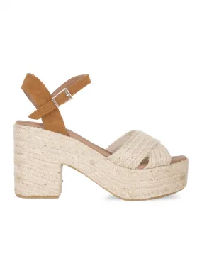 Sandalias Esparto Tacón Marrón PERA LIMONERA