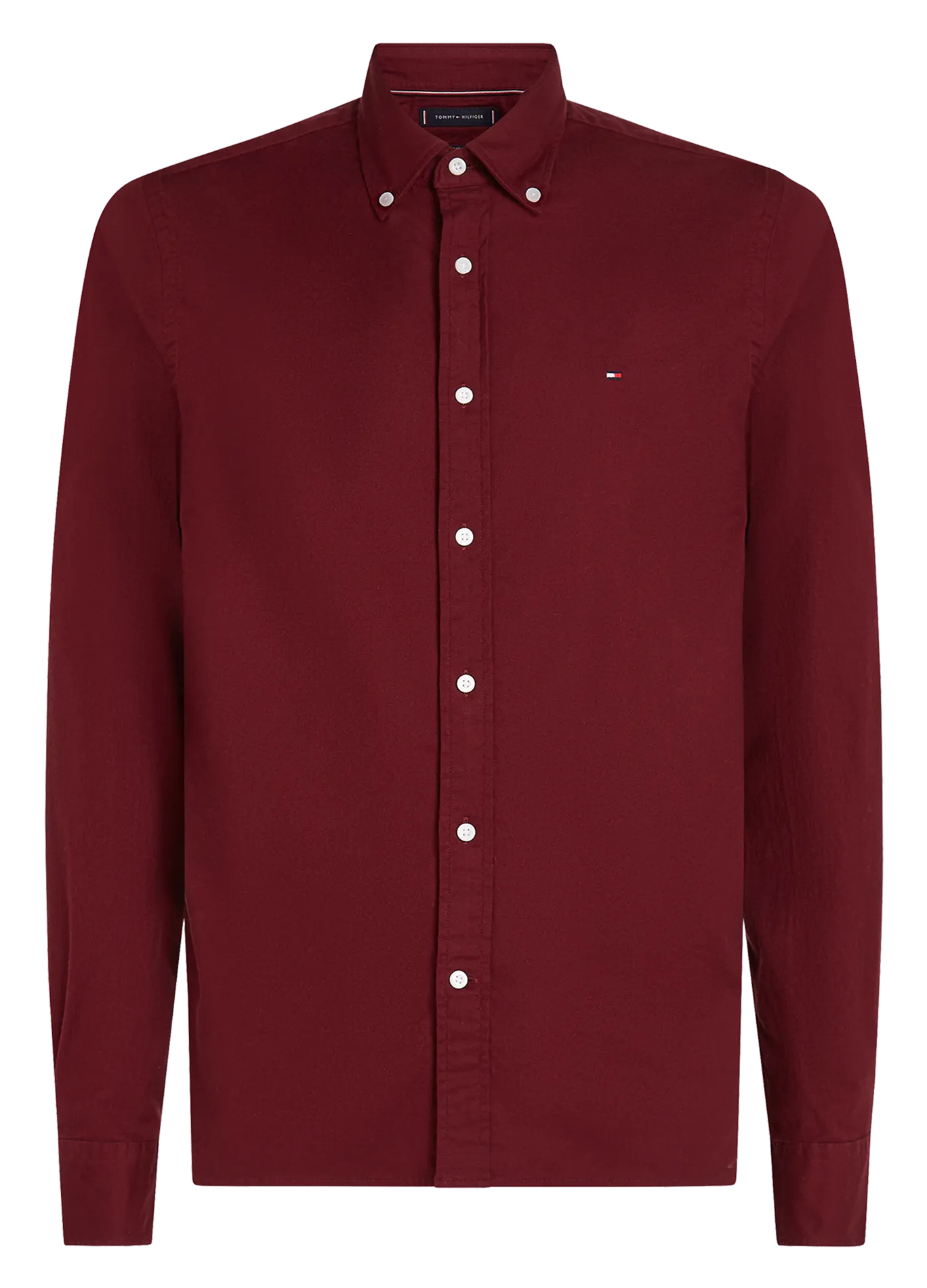 TOMMY HILFIGER Camisa de mezcla de algodón orgánico con cuello clásico en violeta
