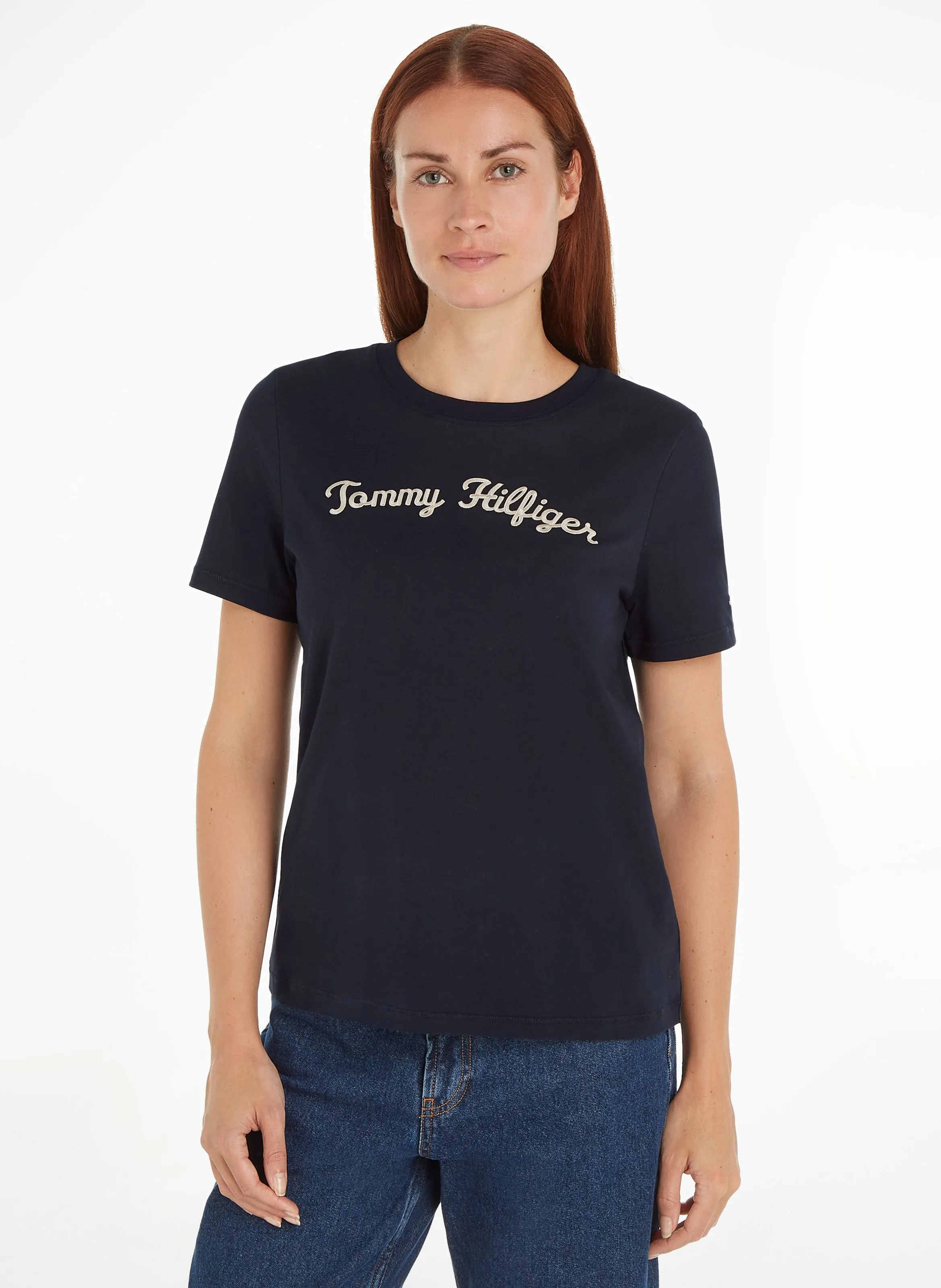 TOMMY HILFIGER Camiseta con cuello redondo  en azul