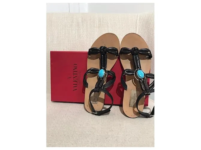 VALENTINO GARAVANI Sandalias T.UE 36 Cuero Negro 