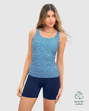 Vestido de bao de dos piezas Camiseta y Short de control de abdomen