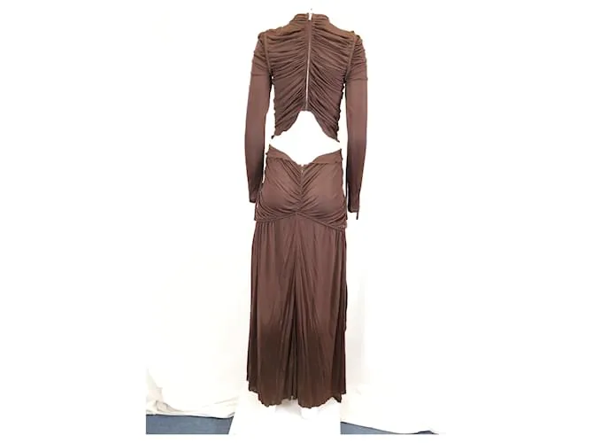 Vestido maxi ajustado con cortes de Proenza Schouler en viscosa marrón Castaño 