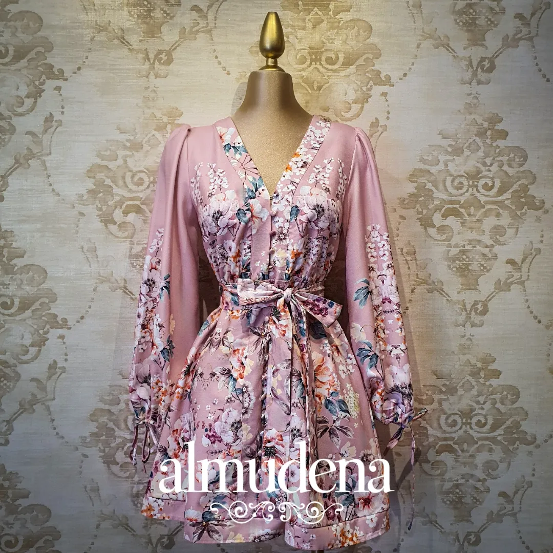 Vestido Rosa Corto Estampado Flores