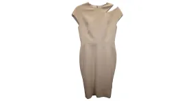 Victoria Beckham Vestido hasta la rodilla con hombros recortados en algodón color crema Blanco Crudo 