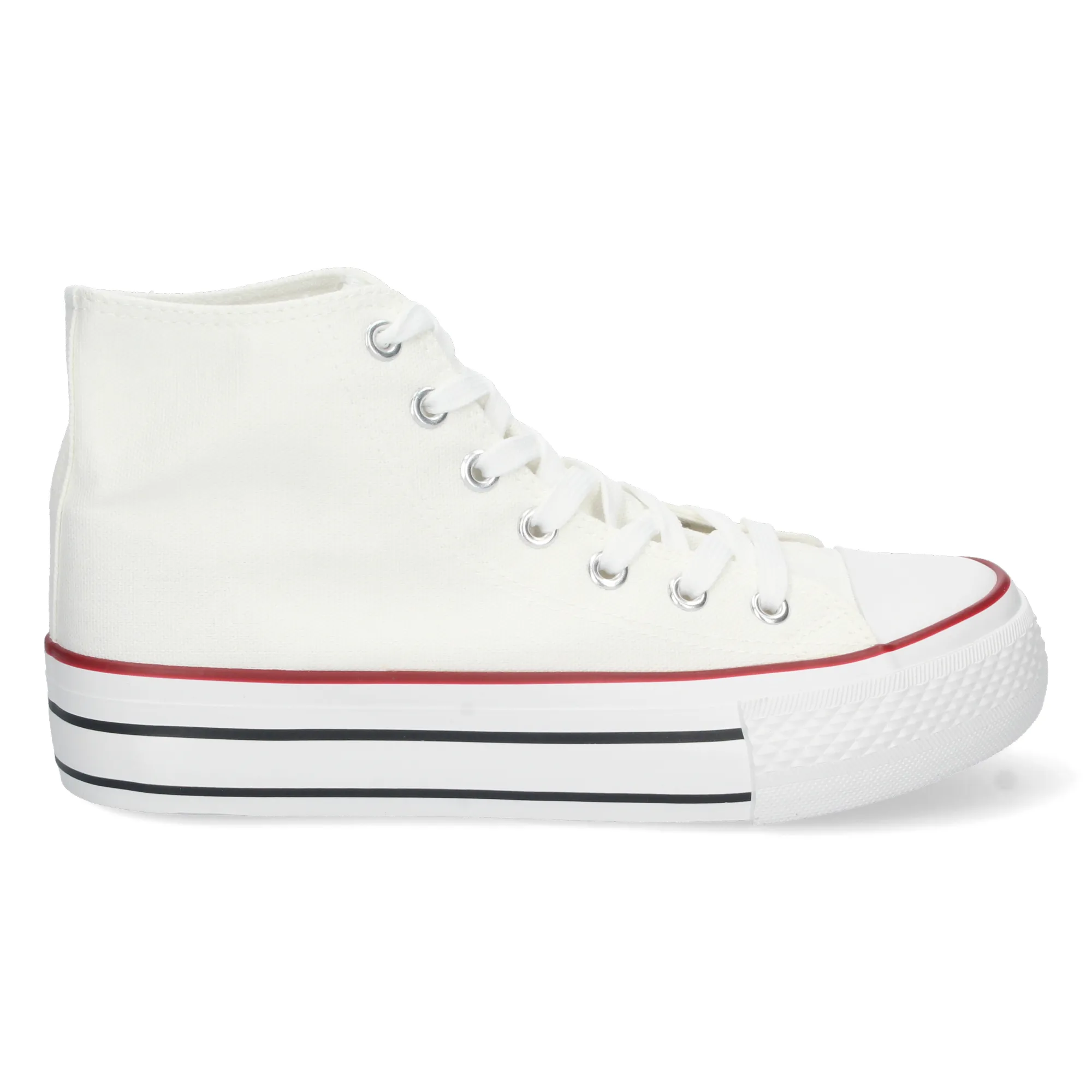 Zapatillas abotinadas doble suela estilo bamba en lona mujer blanco A307